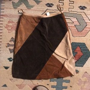 Patchwork suede skirt